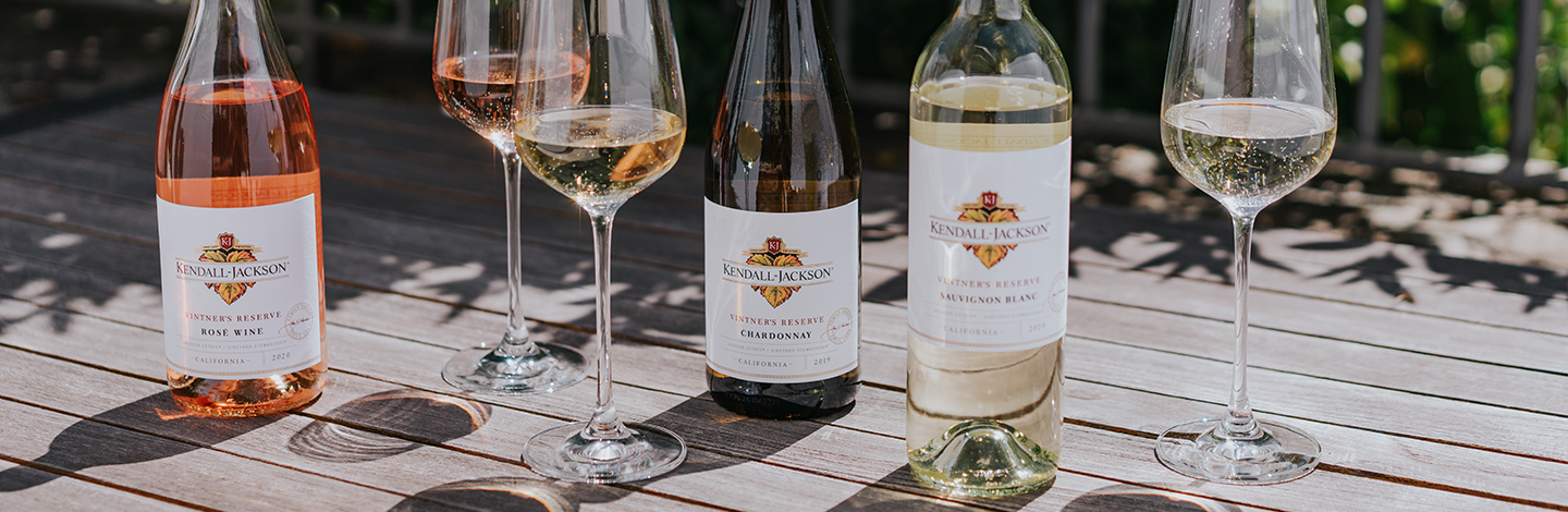 Close up of Kendall-Jackson wine bottles.